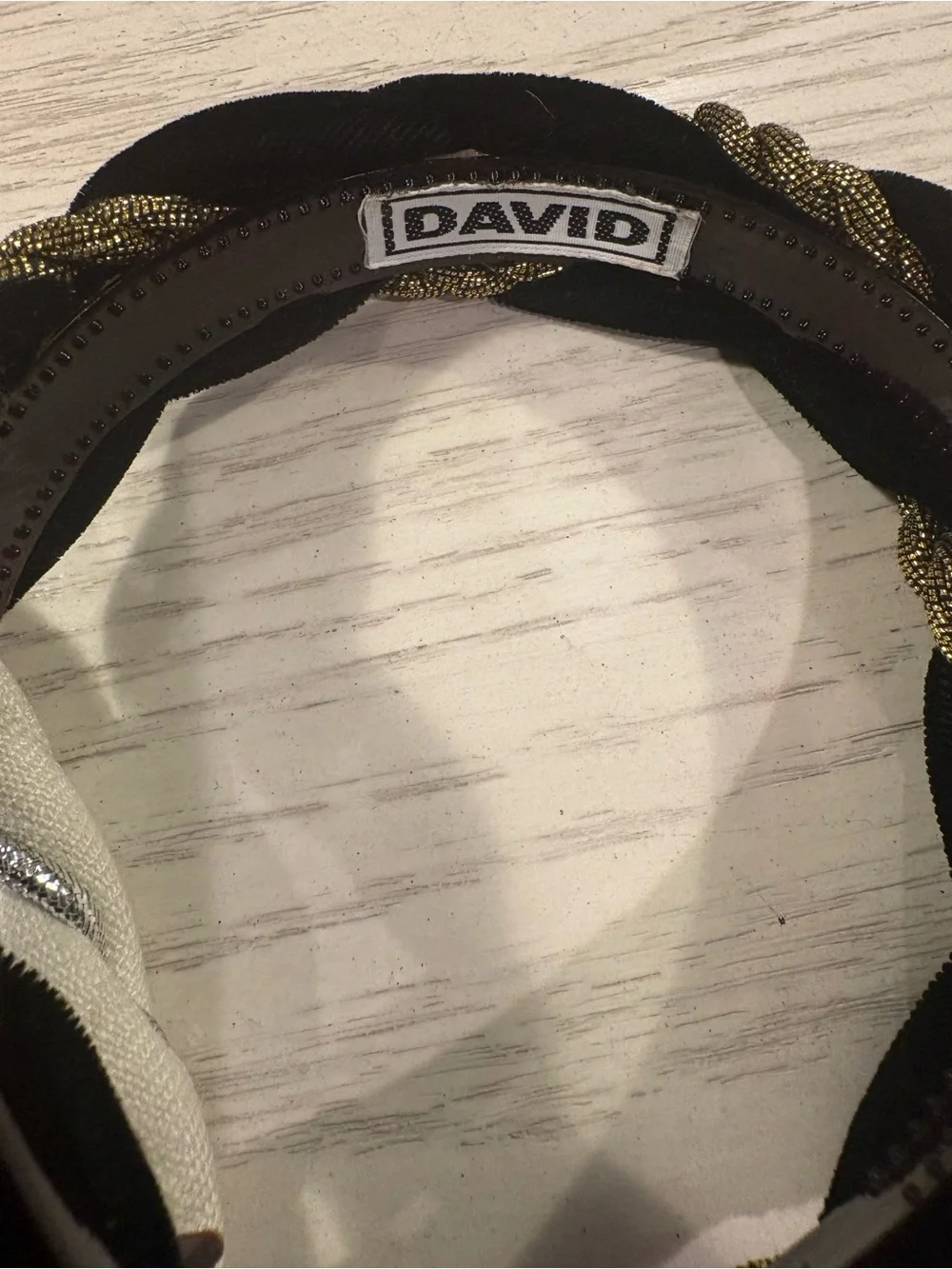 David 3 Classic Black &Gold Twisted Headband White &silver, black velvet & gold